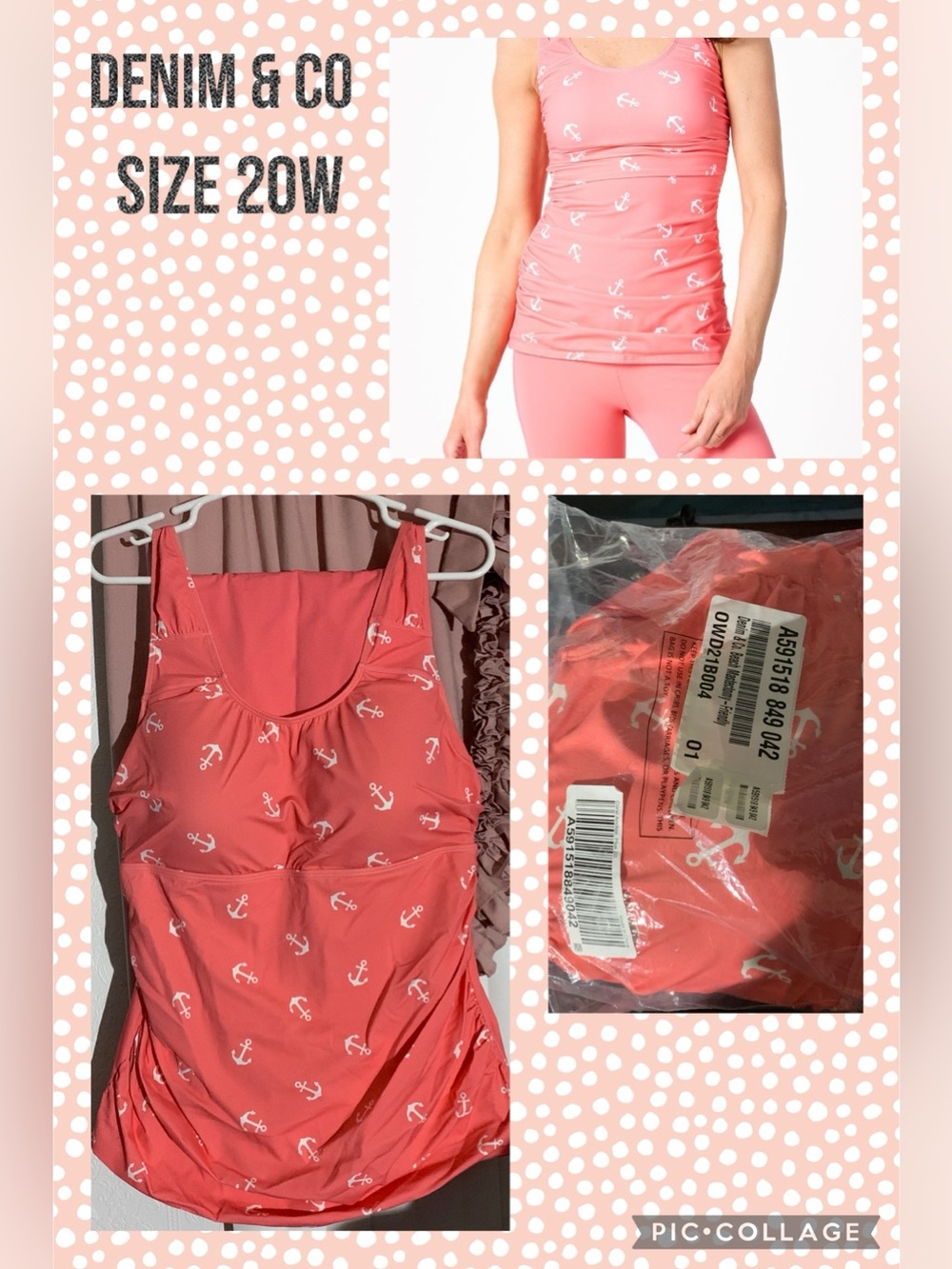 NEW!! Denim & Co 2 pc Swim Suit. Size 20w.